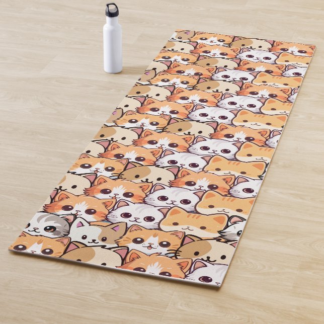 Cute cats orange kitten pet Pattern Yoga Mat (In Situ)