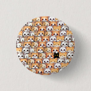 Cute cats orange kitten pet Seamless Pattern 1 Inch Round Button