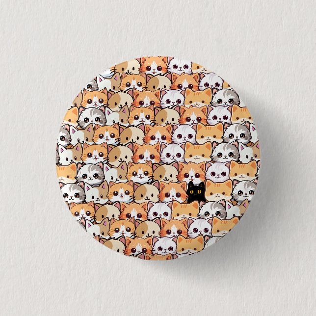 Cute cats orange kitten pet Seamless Pattern 1 Inch Round Button (Front)