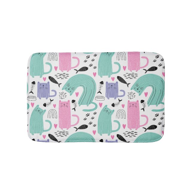 Cute Cats Pattern Bath Mat (Front)