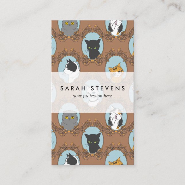 Cute Cats Pattern Business Card (Front)