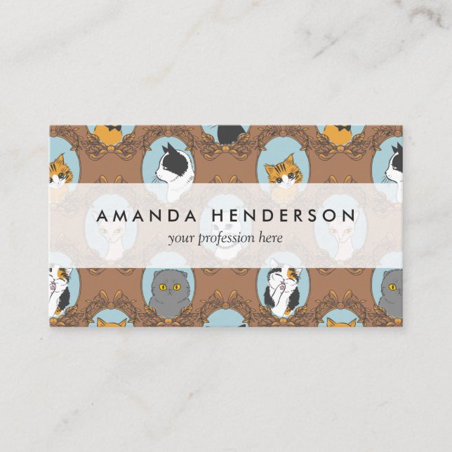 Cute Cats Pattern Business Card (Front)
