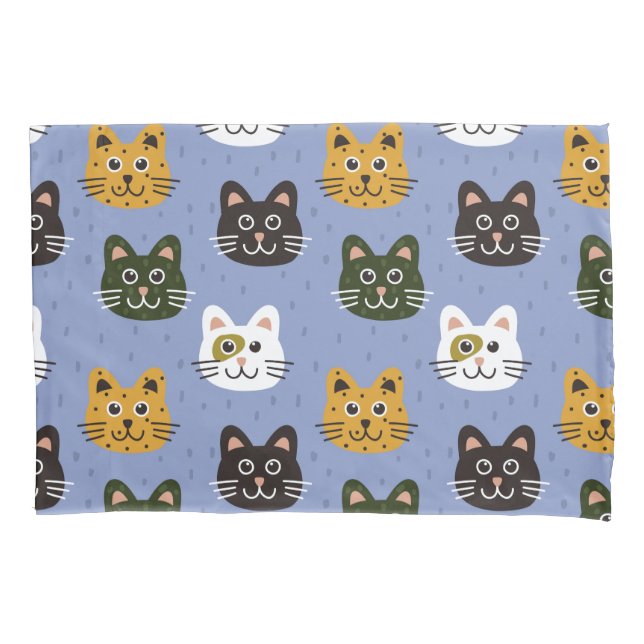 Cute Cats Pattern cartoon kittens Pillowcase (Front)