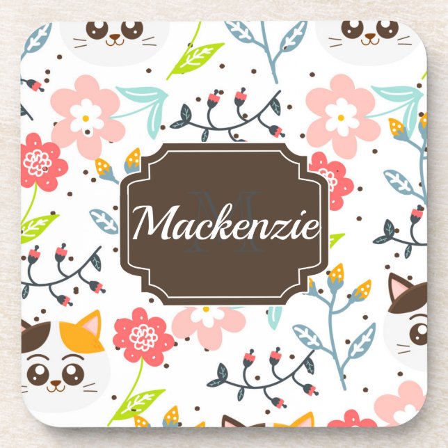 Cute Cats Pattern Coaster (Front)