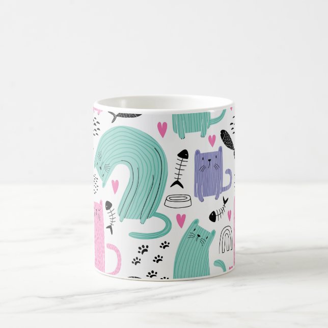 Cute Cats Pattern Coffee Mug (Center)