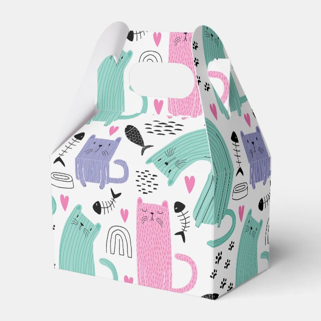 Cute Cats Pattern Favor Box (Front Side)