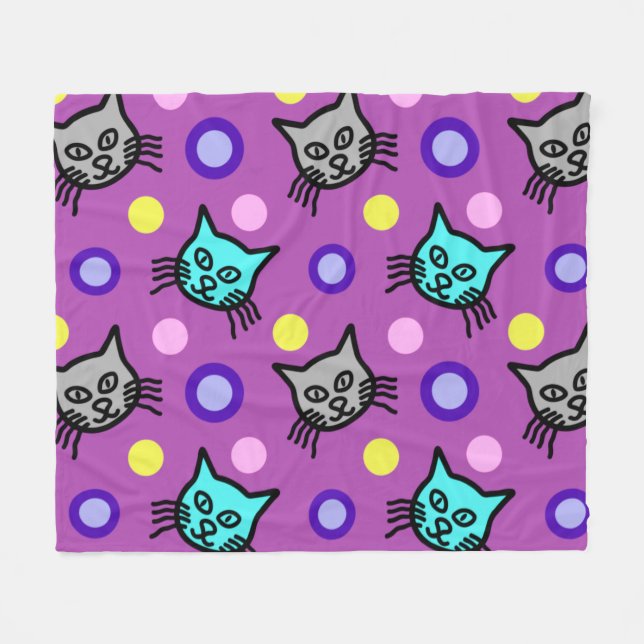 Cute Cats Pattern in Violet Medium Fleece Blanket (Front (Horizontal))