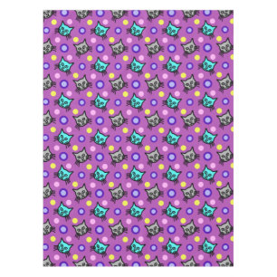 Cute Cats Pattern in Violet Small Tablecloth