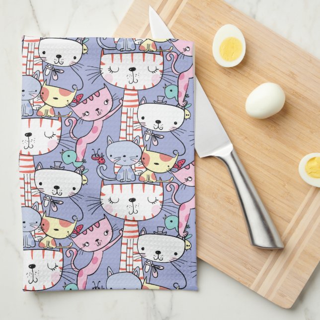 Cute Cats Pattern Kitchen Towel (Quarter Fold)