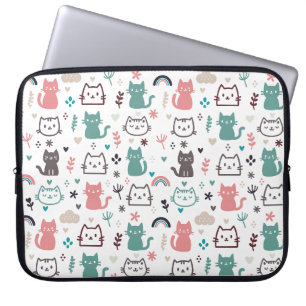 Cute Cats Pattern Laptop Sleeve