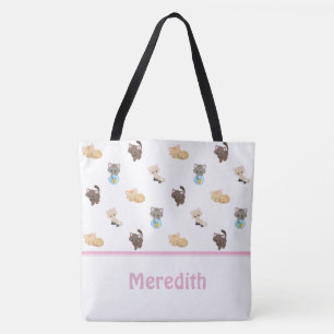 Cute Cats Pattern Personalized Tote Bag