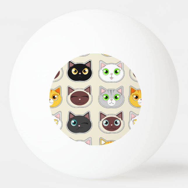 Cute Cats Pattern Ping Pong Ball (Front)