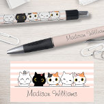 Cute Cats Personalized Pen<br><div class="desc">Unleash the purrfect pen for your little writer! This adorable pen features playful hand-drawn cats lounging on a soft blush pink background.  Add their name for a personalized touch that's sure to make them meow with joy.</div>