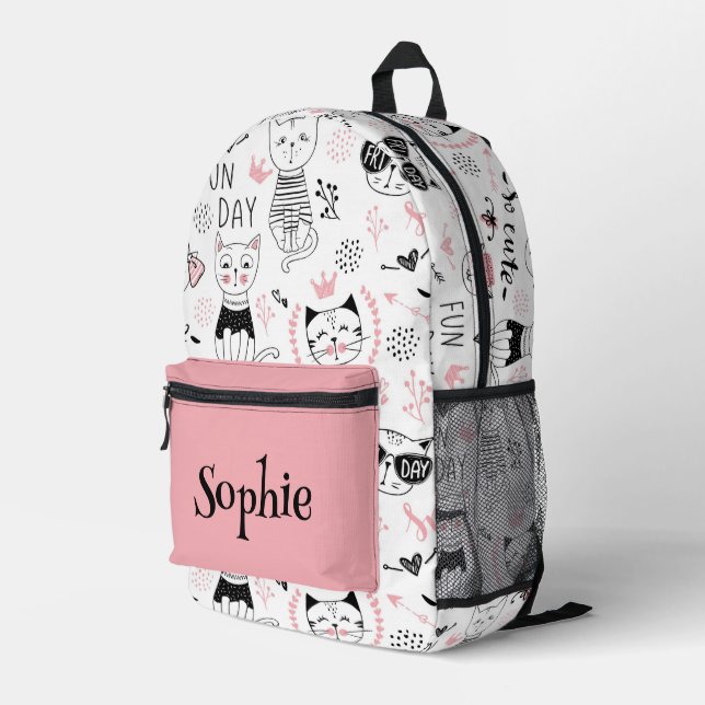 Cute Cats Personalized  Printed Backpack (Back Corner Right)