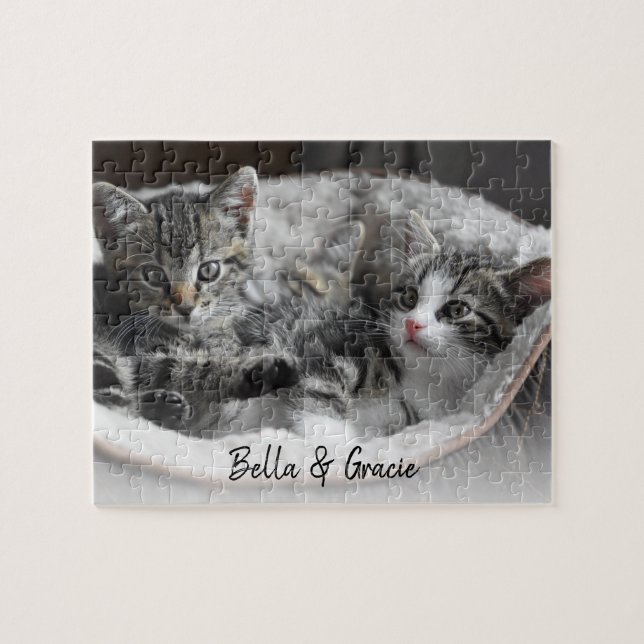 Cute Cats Pet Photo Personalized Custom Pets Jigsaw Puzzle (Horizontal)