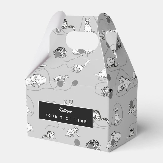 Cute Cats Playing & Being Naughty Pattern Favor Box (Front Side)