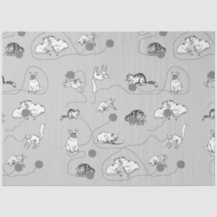 Cute Cats Playing & Being Naughty Pattern Tissue Paper