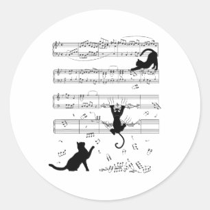 Cute Cats Playing With Sheet Music Teacher Music S Classic Round Sticker