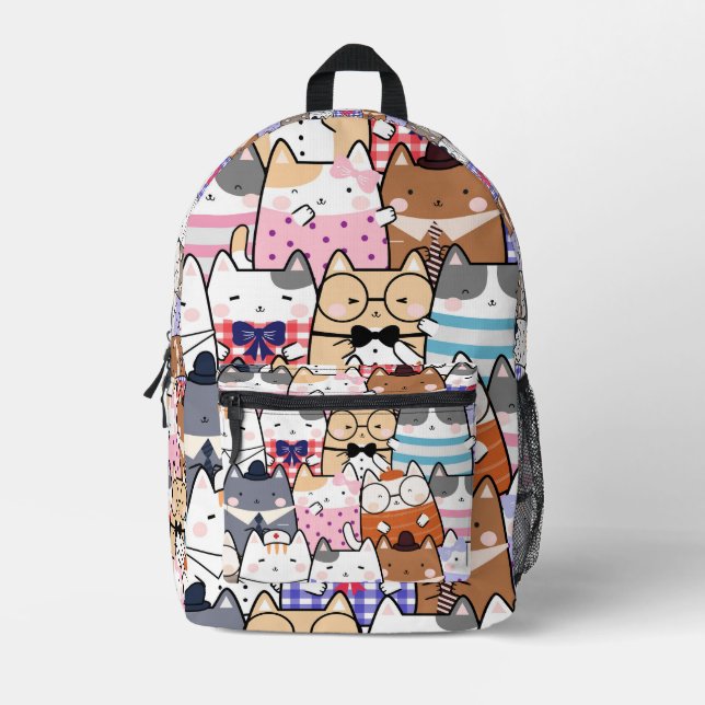 Cute Cats Printed Backpack (Front)