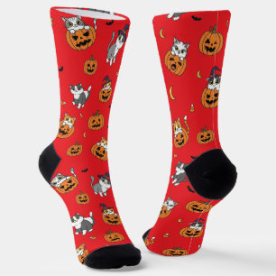 Cute Cats & Pumpkins Halloween Socks