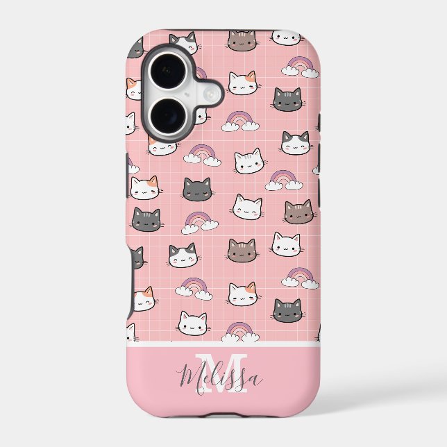 Cute Cats & Rainbow Monogram  (Back)