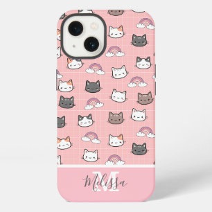 Cute Cats & Rainbow Monogram  iPhone 13 Case