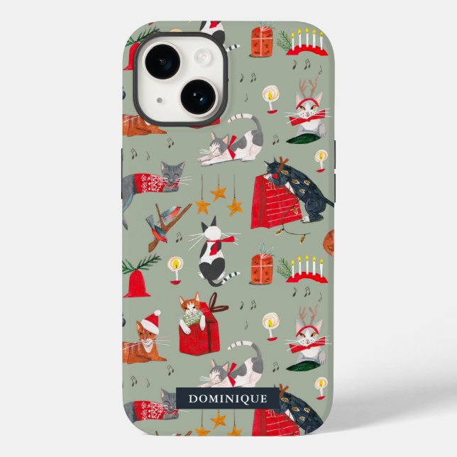 Cute cats retro Christmas  Case-Mate iPhone Case (Back)