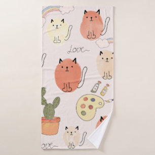 Cute cats seamless pattern bath towel