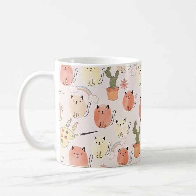 Cute cats seamless pattern coffee mug (Left)