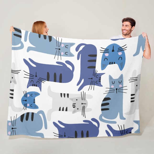 Cute Cats Seamless Pattern Fleece Blanket (In Situ)