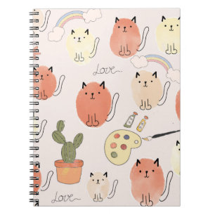 Cute cats seamless pattern notebook