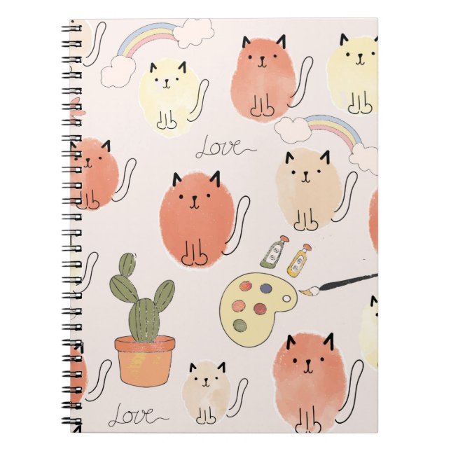 Cute cats seamless pattern notebook (Front)