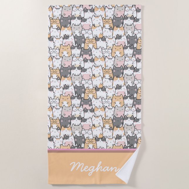 Cute Cats Serviette de plage personnalisée (Devant)