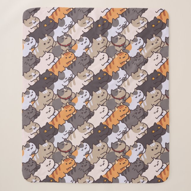 Cute Cats Sherpa Blanket (Front)
