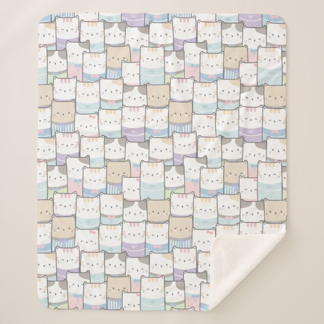 Cute Cats Sherpa Blanket (Front)