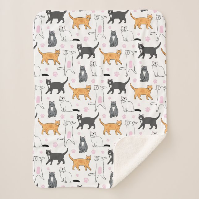 Cute Cats Sherpa Blanket (Front)