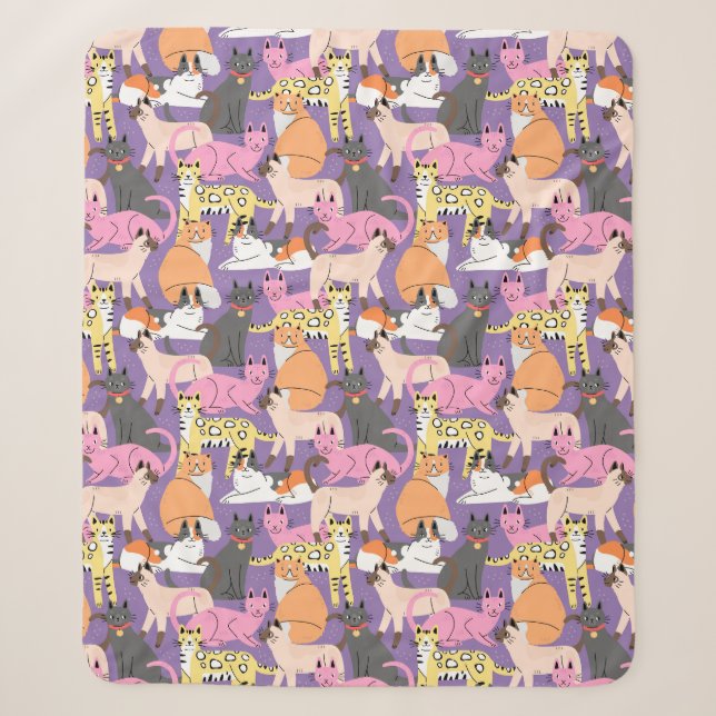 Cute Cats Sherpa Blanket (Front)