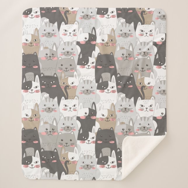 Cute Cats Sherpa Blanket (Front)