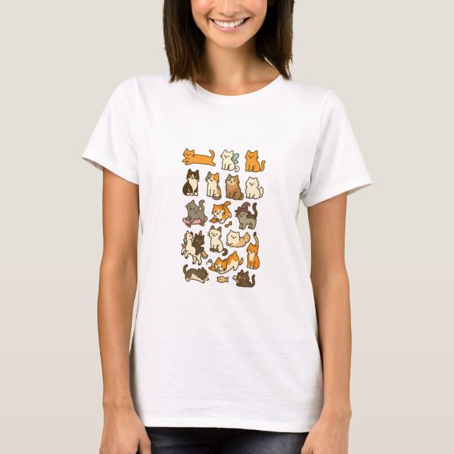 Cute Cats Squad – Multiple Cats Design T-Shirt (Front)