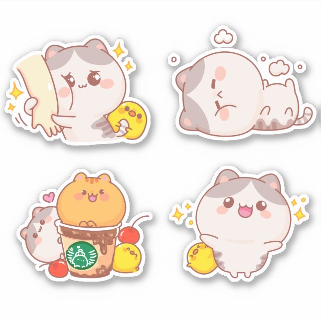 Cute Cats Sticker (Front)