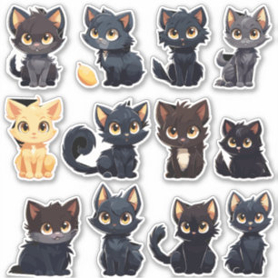 Cute Cats Sticker Collection (12 Cats)