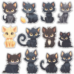 Cute Cats Sticker Collection (12 Cats)