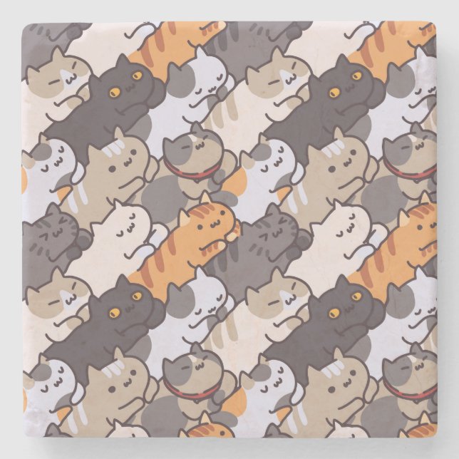 Cute Cats Stone Coaster (Front)
