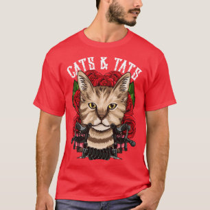 Cute Cats Tats Inked Funny Tattoo Obsessed T-Shirt