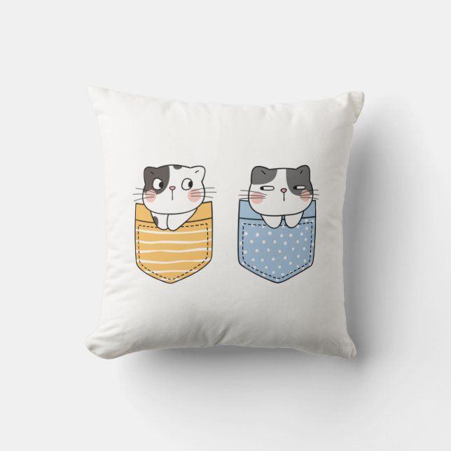 Cute Cats Throw Pillow (Front)