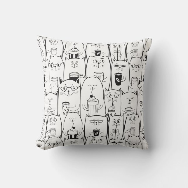 Cute Cats Throw Pillow (Front)