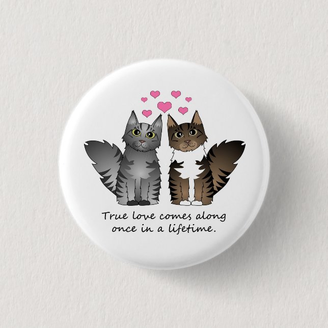 Cute Cats - True Love 1 Inch Round Button (Front)