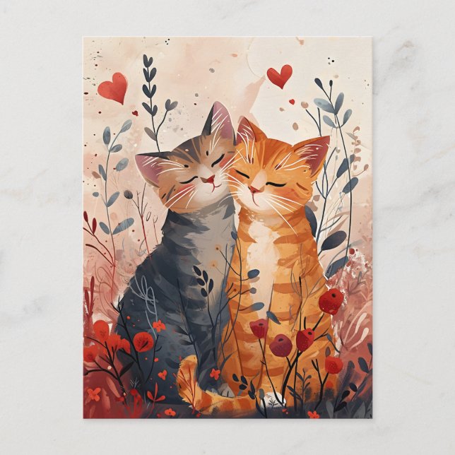 Cute Cats Valentine's day Carte postale (Devant)