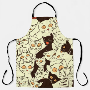 Cute Cats Vintage Wallpaper Pattern Apron