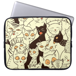 Cute Cats Vintage Wallpaper Pattern Laptop Sleeve